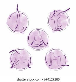 Set of abstract yoga poses