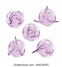 Set of abstract yoga poses