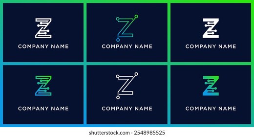 Conjunto de logotipo de tecnología Z abstracto