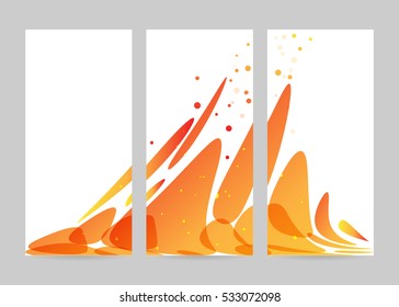 Set abstraction orange flow on white background, trifold banner