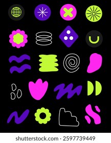 A set of abstracts shape with dark background, element business template, social media. Ornament layout, abstracts shape