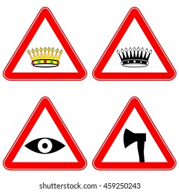 Set of absurd funny signs. Vector illustration.