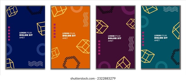 set of abtract geometric potrait background template, Neo memphis style backgound