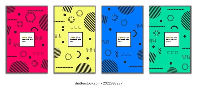 Satz abstrakter geometrischer Bildhintergrund, Hintergrund im Neo-Memphis-Stil