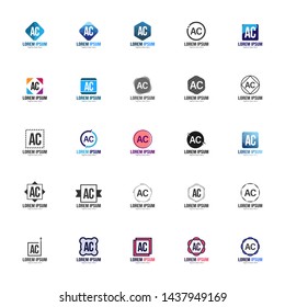 Set of AC Letter Logo Design. Creative Modern AC Letters Icon Illustration