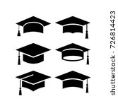 Set of academical hat vector icons isolated on white background