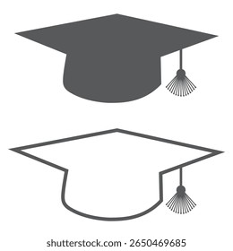 Set of academical hat vector icons isolated on white background