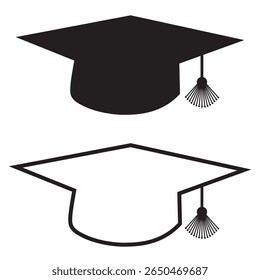 Set of academical hat vector icons isolated on white background
