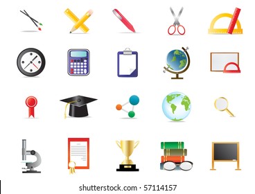 Set of academy educational icons, vector illustration