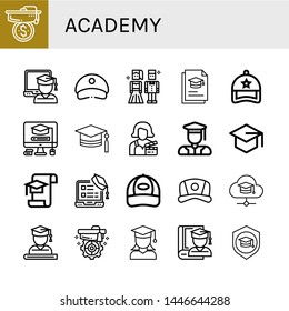 Set of academy icons such as Mortarboard, Graduate, Cap, Prom night, Graduation, Actress, Graduated , academy