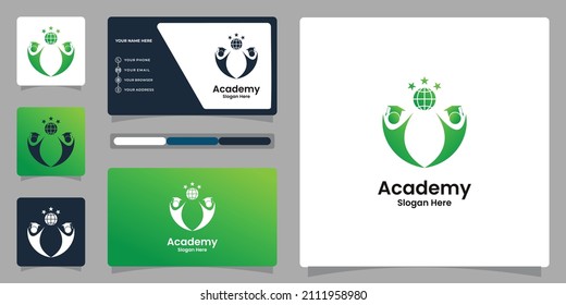 Set of Academy Logo Design with Business Card.
