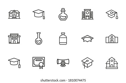 Set of academy related vector line icons. Premium linear symbols pack. Vector illustration isolated on a white background. Web symbols for web sites and mobile app. Trendy design.