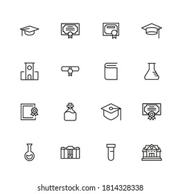 Set of academy related vector line icons. Premium linear symbols pack. Vector illustration isolated on a white background. Web symbols for web sites and mobile app. Trendy design.