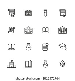 Set of academy related vector line icons. Premium linear symbols pack. Vector illustration isolated on a white background. Web symbols for web sites and mobile app. Trendy design.