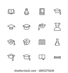 Set of academy related vector line icons. Premium linear symbols pack. Vector illustration isolated on a white background. Web symbols for web sites and mobile app. Trendy design.