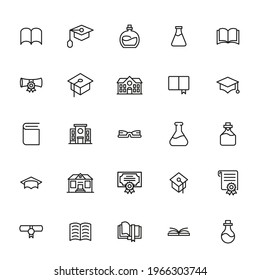 Set of academy related vector line icons. Premium linear symbols pack. Vector illustration isolated on a white background. Web symbols for web sites and mobile app. Trendy design.