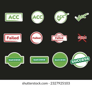 set of acc, fail and success icon stickers that are ready to be used to complement your design