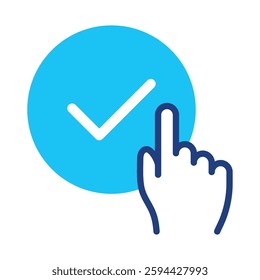 Set of accept checkmark icon collection. checklist, check mark with hand, clicking tick symbol. Vector Illustration.