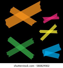 Set of accept cross and different size adhesive tape.