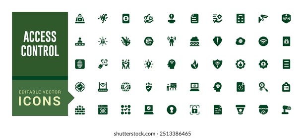 Set of access control icons. House protection, smart house icon, filled icon set, glyph icon set for web and ui. Editable stroke. Solid icon set. Vector illustration.