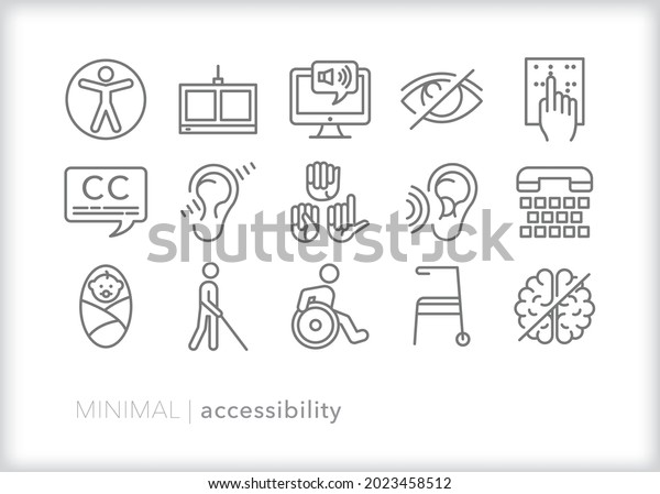 Set of accessibility icons for assistive\
technology to aid web access for people with speech, vision,\
cognitive or physical\
impairments