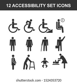 set of accessibility icons on white background. Element for sign