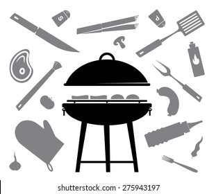 set of accessories for barbecue