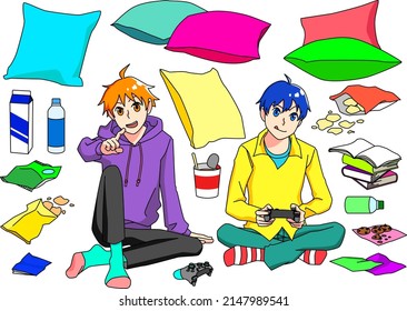 A set of accessories for a boy's room for two to enjoy the game