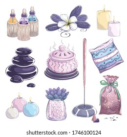 A set of accessories and items for aromatherapy. Self-care, beauty treatments and relaxation.