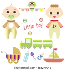 set of accessories for the little boy. vector