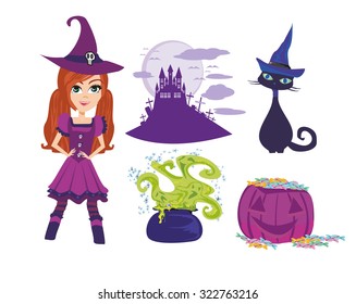 Set of accessories for the little witch