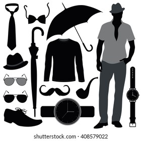 Set of accessories for men. 