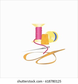 set of accessories for sewing - vector illustration