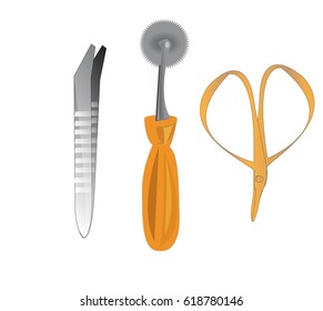 set of accessories for sewing - vector illustration