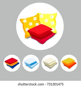 Set of accessories for sleeping and bathroom. Bath bedding pictograms. Cartoon style. Vector illustration