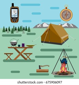 
A set of accessories for traveling to nature. For active and life-loving people. Cook dinner at the stake.