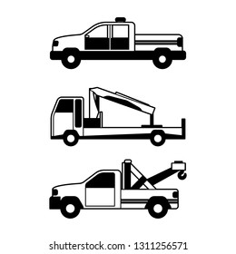 Set of accident transport in line style silhouette concept design. Creative helper vehicle transport. Vector illustration EPS.8 EPS.10