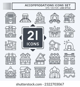 Set Accommodations . related to Building symbol. line style. simple design editable. simple illustration