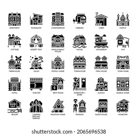 Set of Accommodations thin line icons for any web and app project. 