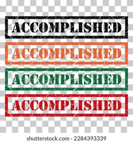 Set of Accomplished stamp symbol, label sticker sign button, text banner vector illustration .