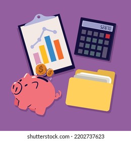 set of accounting and auditing, vector style