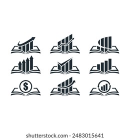 Set Buchhaltung und Buch Klassisches Logo Design Vektor
