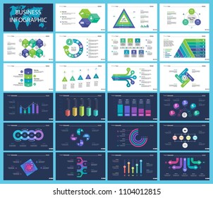 Set of accounting or economics concept infographic charts. Business diagrams for presentation slide templates. For corporate report, advertising, banner and brochure design.