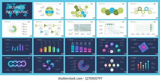 Set of accounting or economics concept infographic charts. Business diagrams for presentation slide templates. For corporate report, advertising, banner and brochure design.