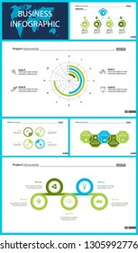 Set of accounting or economics concept infographic charts. Business diagrams for presentation slide templates. For corporate report, advertising, banner and brochure design.