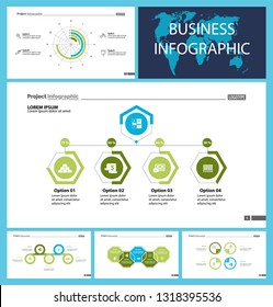 Set of accounting or economics concept infographic charts. Business diagrams for presentation slide templates. For corporate report, advertising, banner and brochure design.