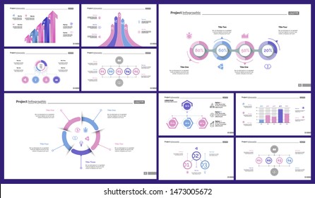 Set of accounting or economics concept infographic charts. Business diagrams for presentation slide templates. For corporate report, advertising, banner and brochure design.