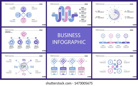 Set of accounting or economics concept infographic charts. Business diagrams for presentation slide templates. For corporate report, advertising, banner and brochure design.