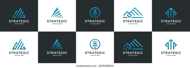 Set of accounting financial logo. Abstract symbol usable for business capital, corporate and branding.