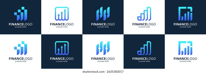 Set of accounting financial logos. Abstract diagram chart usable for business, investment and payment.